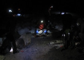 climbing at night